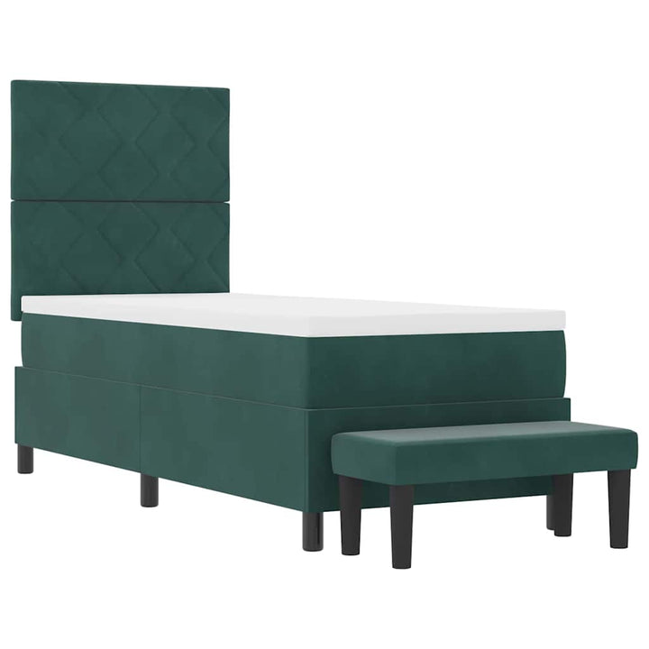 Box spring seng med hovedgærde Mørkegrøn 200 x 80 cm Fløjl