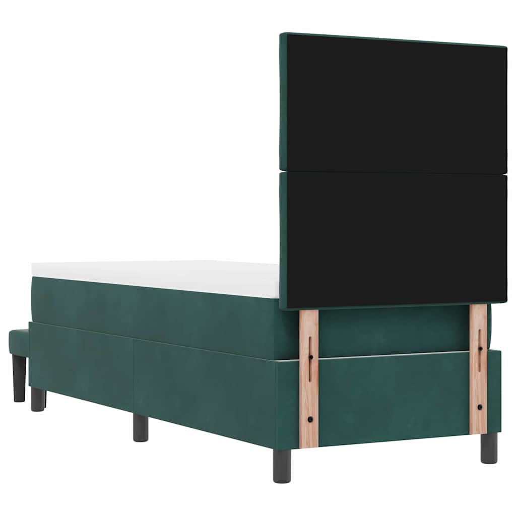 Box spring seng med hovedgærde Mørkegrøn 200 x 80 cm Fløjl