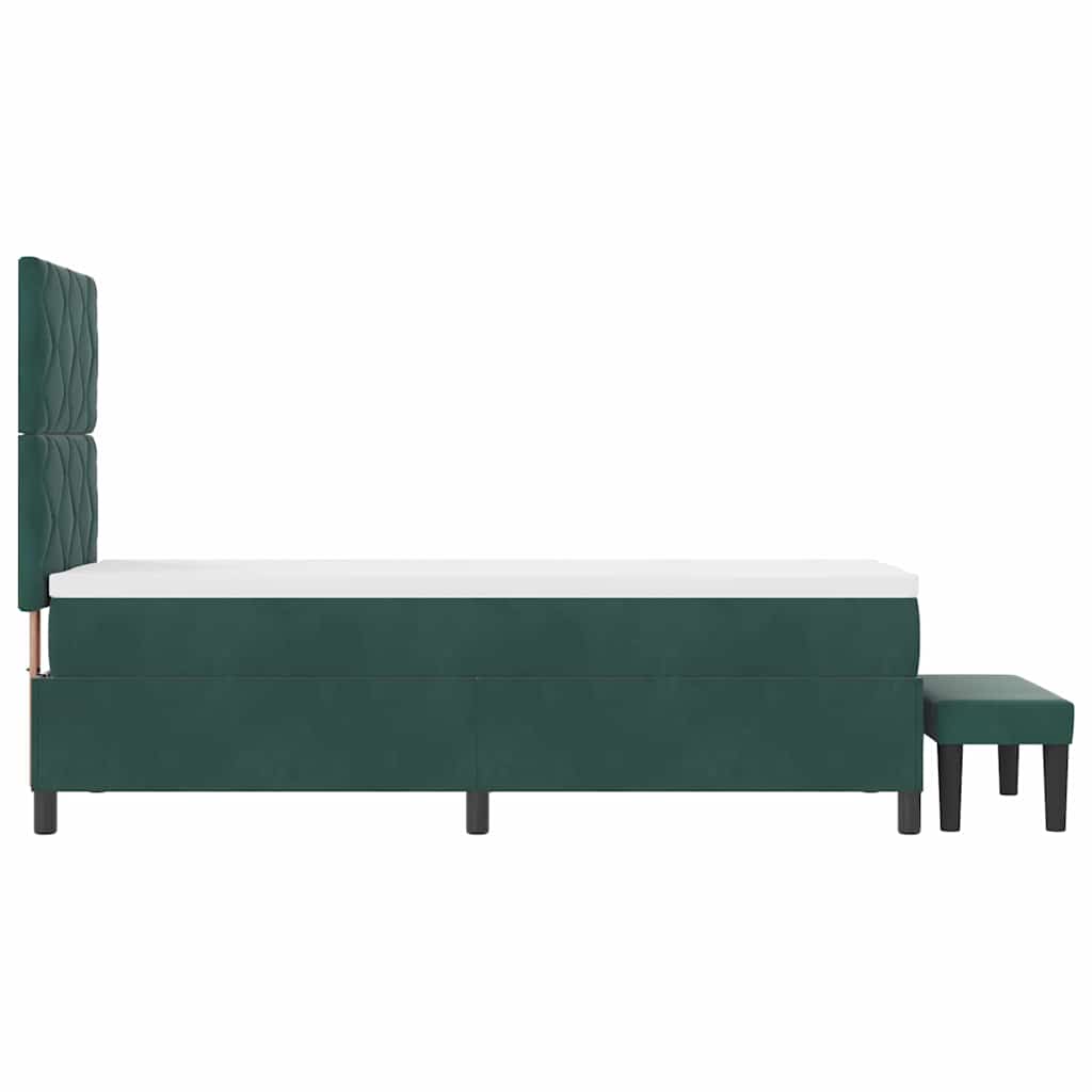 Box spring seng med hovedgærde Mørkegrøn 200 x 80 cm Fløjl
