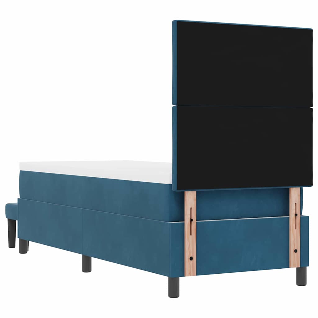 Box spring seng med hovedgærde Mørkeblå 200 x 80 cm Fløjl
