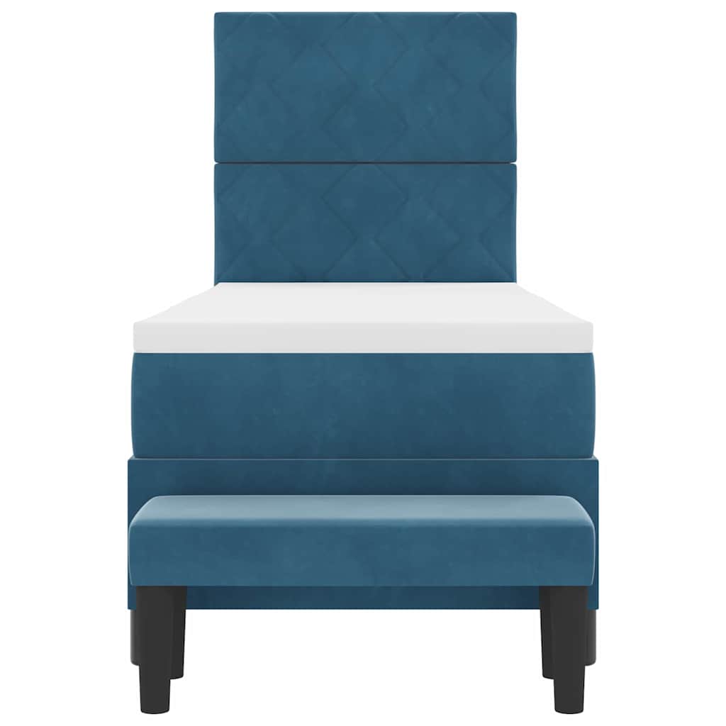 Box spring seng med hovedgærde Mørkeblå 200 x 80 cm Fløjl