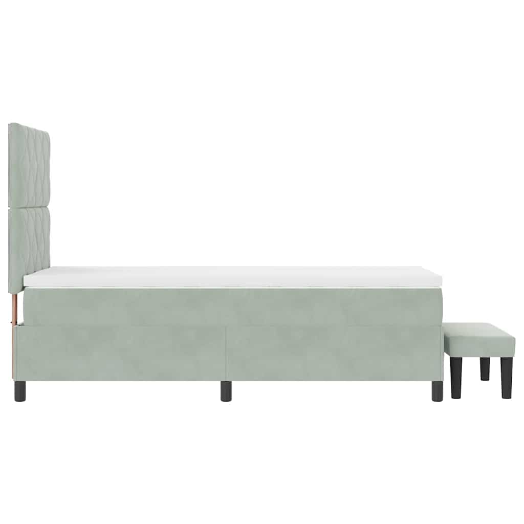 Box spring seng med hovedgærde Lysegrå 190 x 90 cm Fløjl