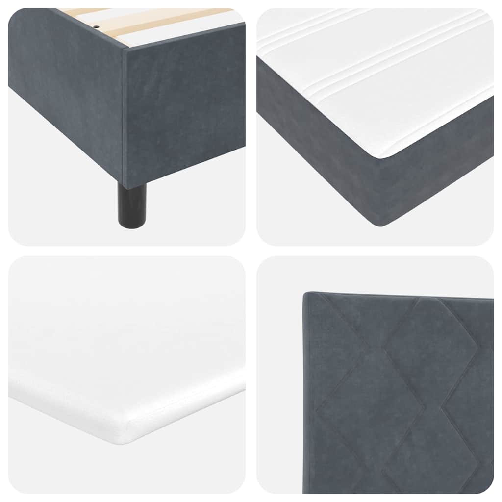 Box spring seng med hovedgærde Mørkegrå 190 x 90 cm Fløjl