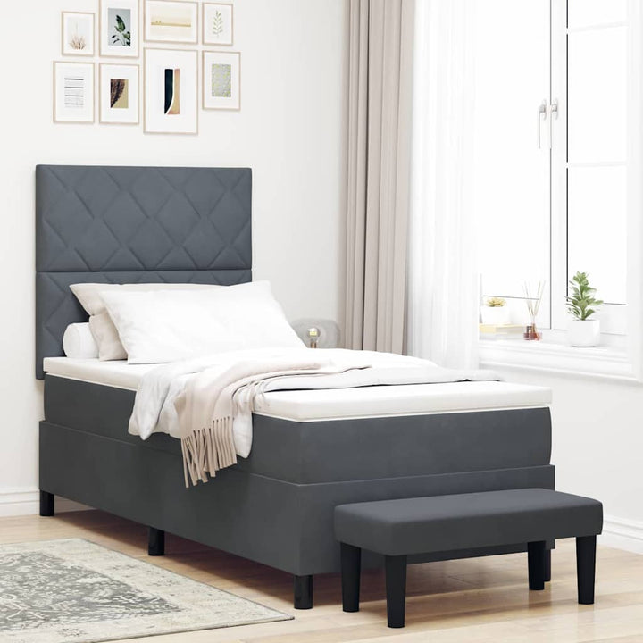 Box spring seng med hovedgærde Mørkegrå 190 x 90 cm Fløjl