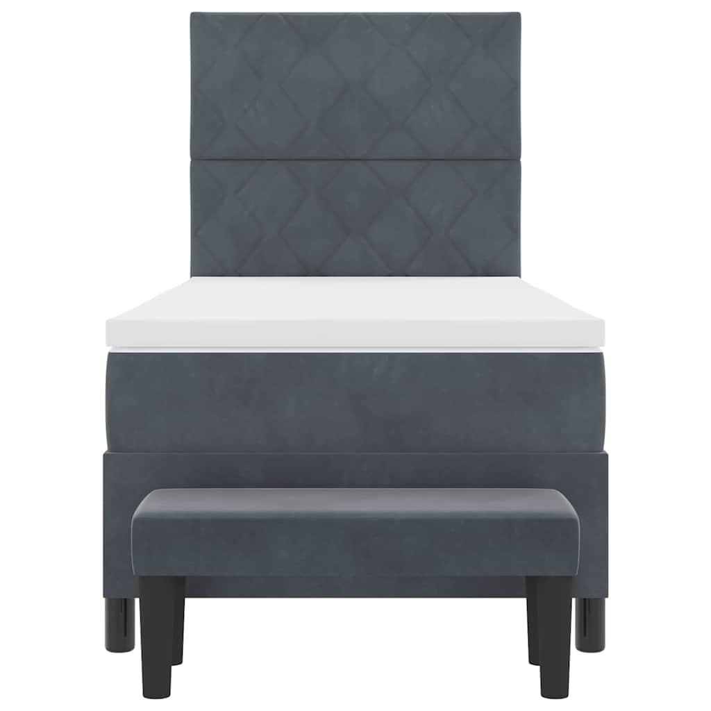 Box spring seng med hovedgærde Mørkegrå 190 x 90 cm Fløjl