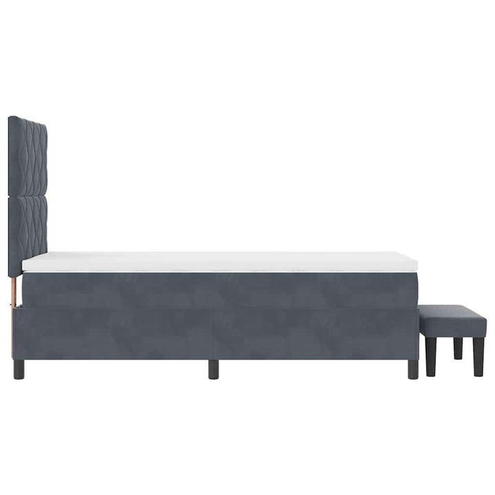 Box spring seng med hovedgærde Mørkegrå 190 x 90 cm Fløjl