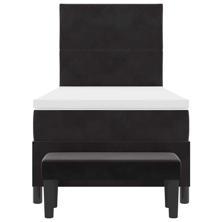 Box spring seng med hovedgærde Sort 190 x 90 cm Fløjl