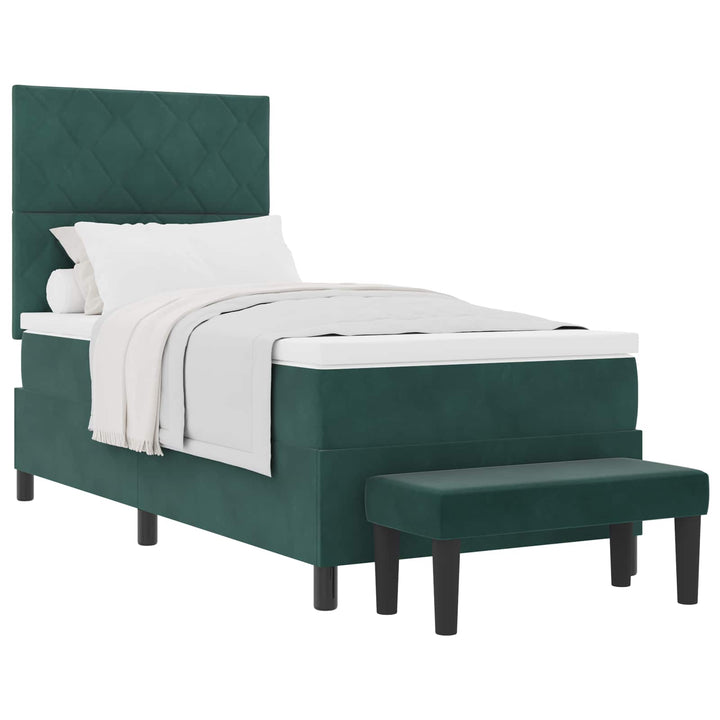 Box spring seng med hovedgærde Mørkegrøn 190 x 90 cm Fløjl