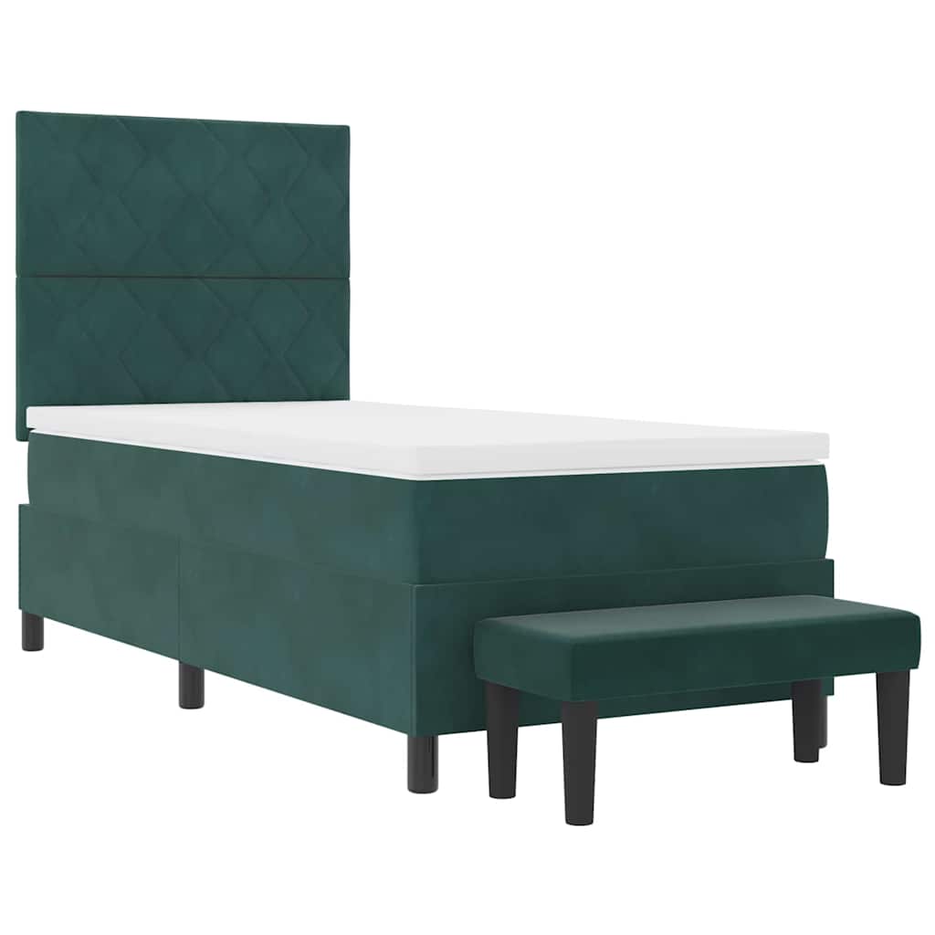 Box spring seng med hovedgærde Mørkegrøn 190 x 90 cm Fløjl