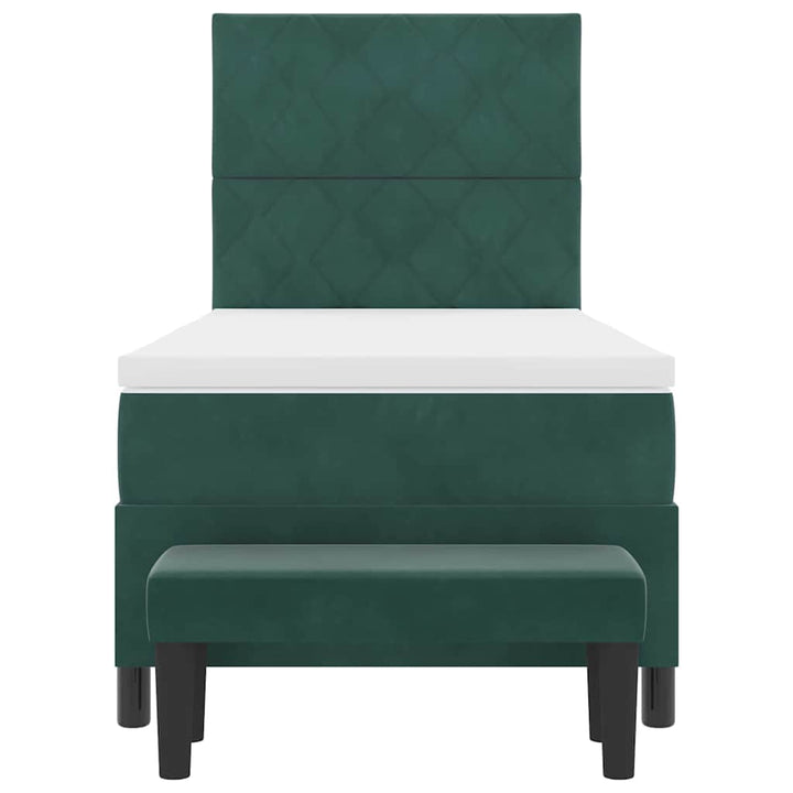 Box spring seng med hovedgærde Mørkegrøn 190 x 90 cm Fløjl