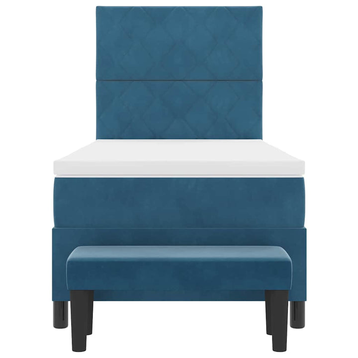 Box spring seng med hovedgærde Mørkeblå 190 x 90 cm Fløjl