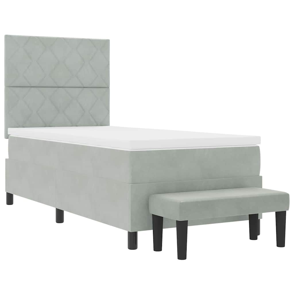 Box spring seng med hovedgærde Lysegrå 200 x 90 cm Fløjl