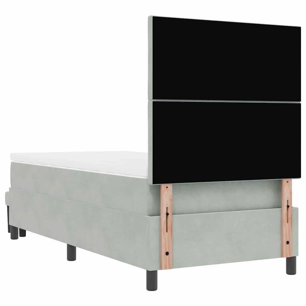 Box spring seng med hovedgærde Lysegrå 200 x 90 cm Fløjl