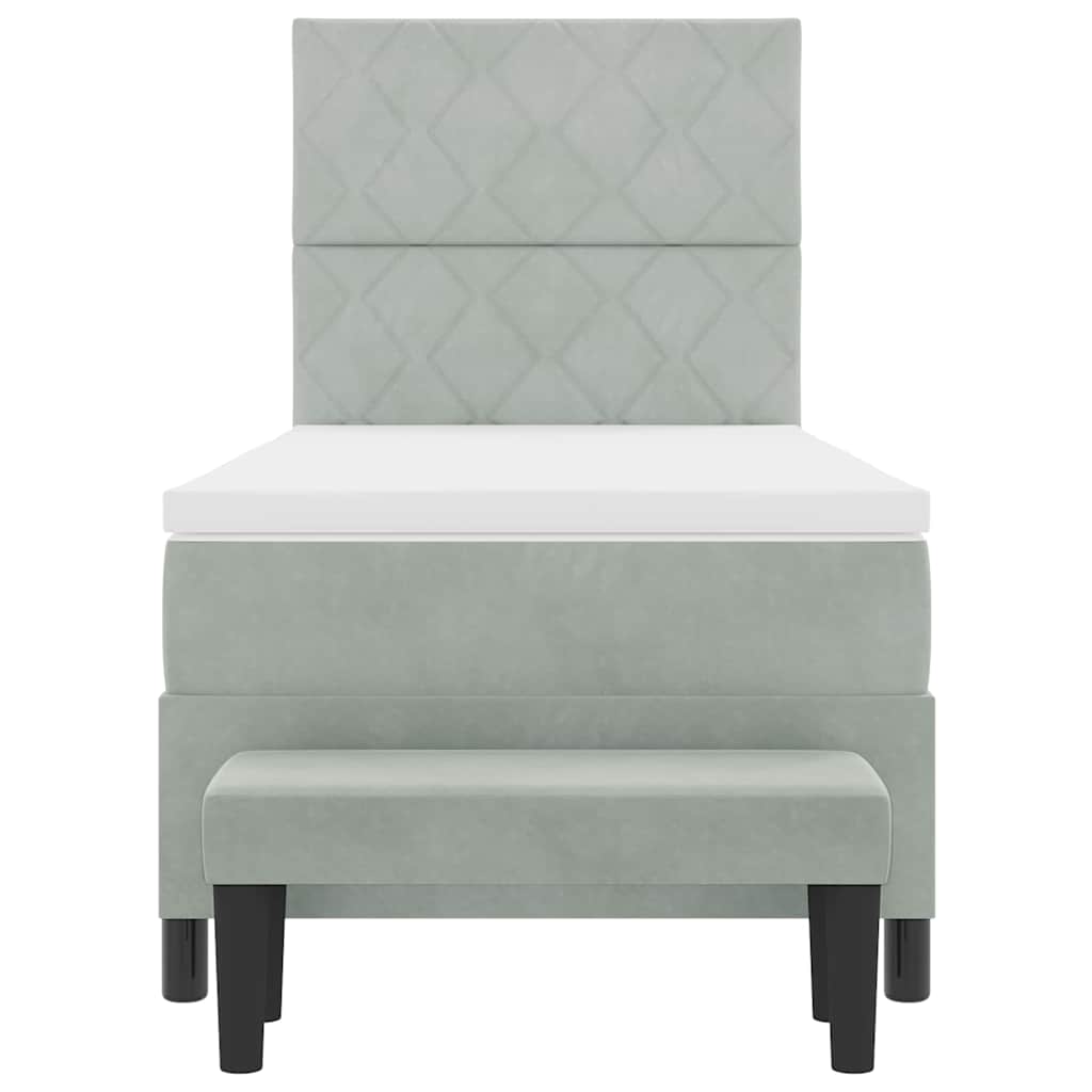 Box spring seng med hovedgærde Lysegrå 200 x 90 cm Fløjl