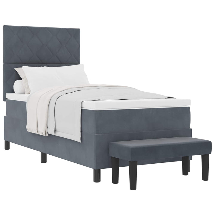 Box spring seng med hovedgærde Mørkegrå 200 x 90 cm Fløjl