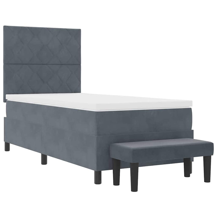 Box spring seng med hovedgærde Mørkegrå 200 x 90 cm Fløjl