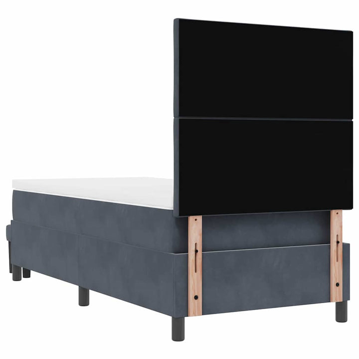 Box spring seng med hovedgærde Mørkegrå 200 x 90 cm Fløjl