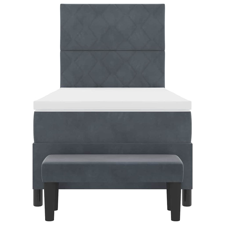 Box spring seng med hovedgærde Mørkegrå 200 x 90 cm Fløjl
