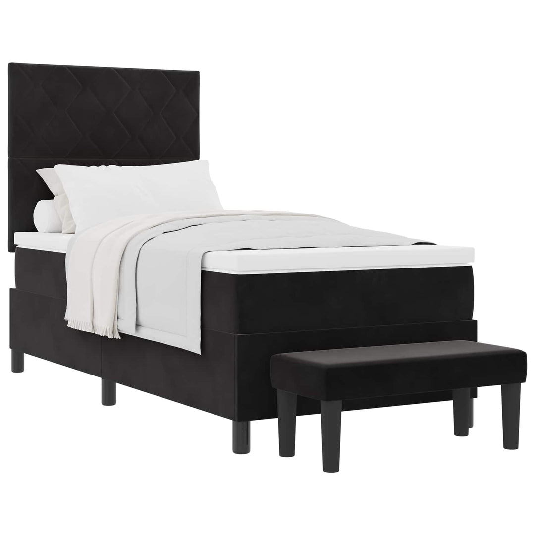 Box spring seng med hovedgærde Sort 200 x 90 cm Fløjl