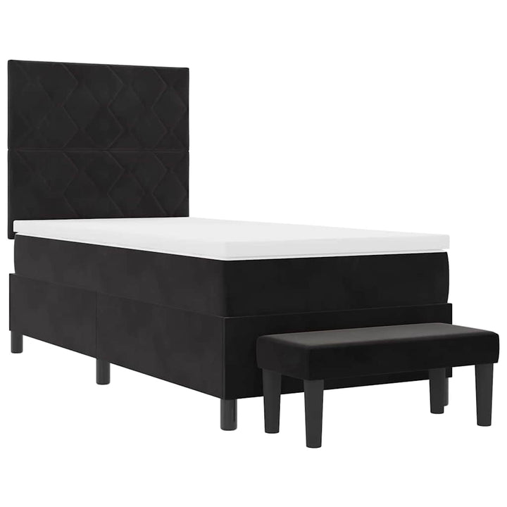 Box spring seng med hovedgærde Sort 200 x 90 cm Fløjl