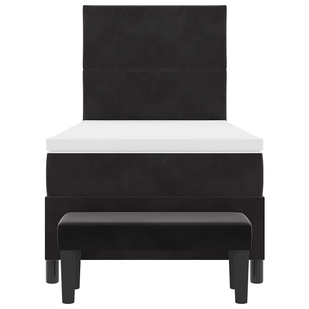 Box spring seng med hovedgærde Sort 200 x 90 cm Fløjl