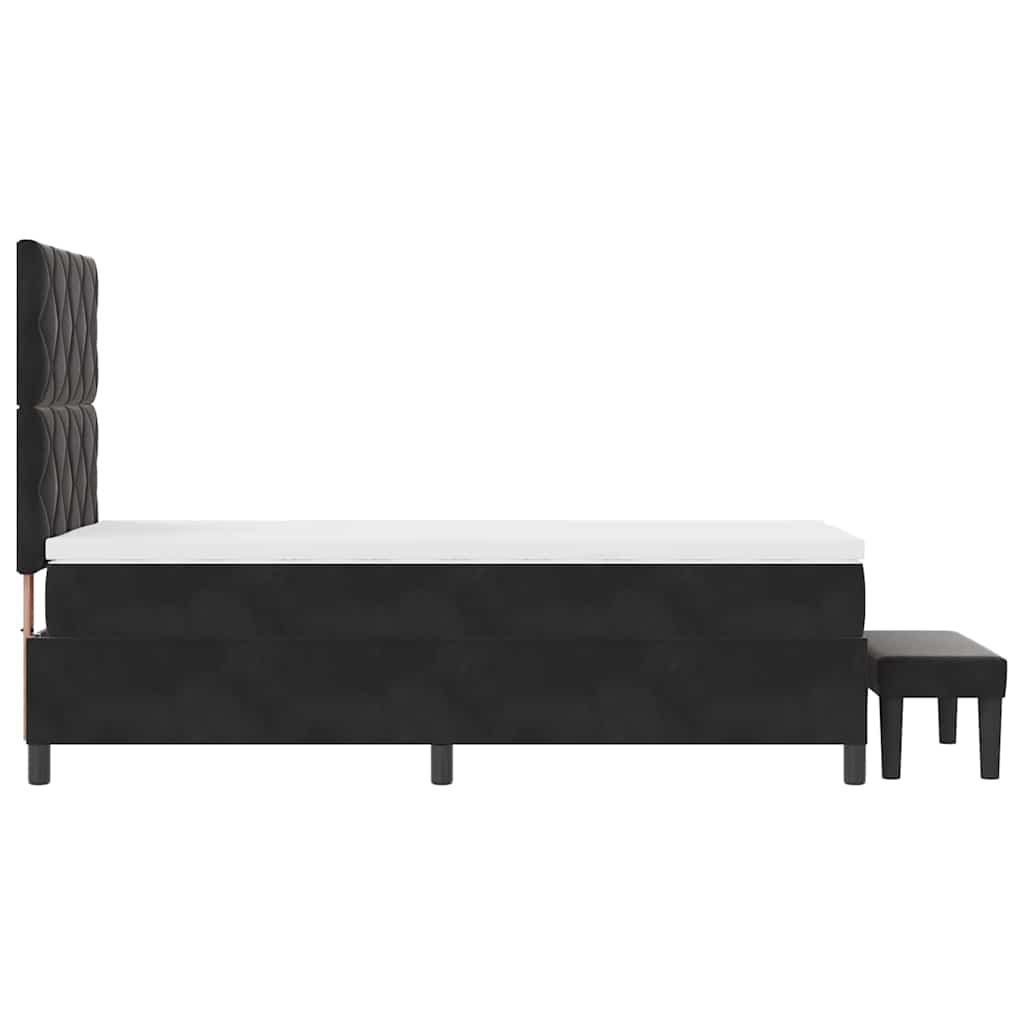 Box spring seng med hovedgærde Sort 200 x 90 cm Fløjl