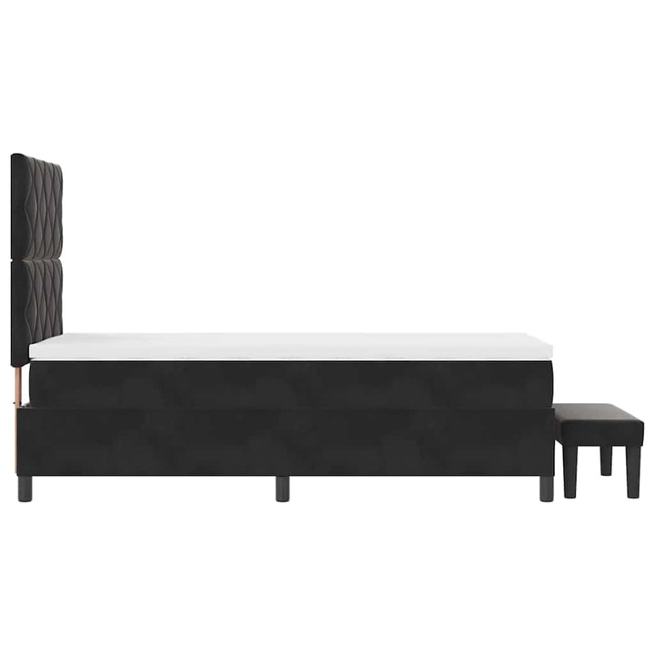 Box spring seng med hovedgærde Sort 200 x 90 cm Fløjl