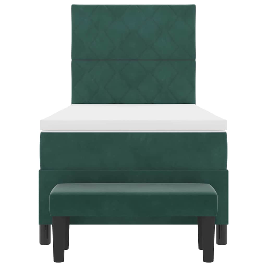 Box spring seng med hovedgærde Mørkegrøn 200 x 90 cm Fløjl
