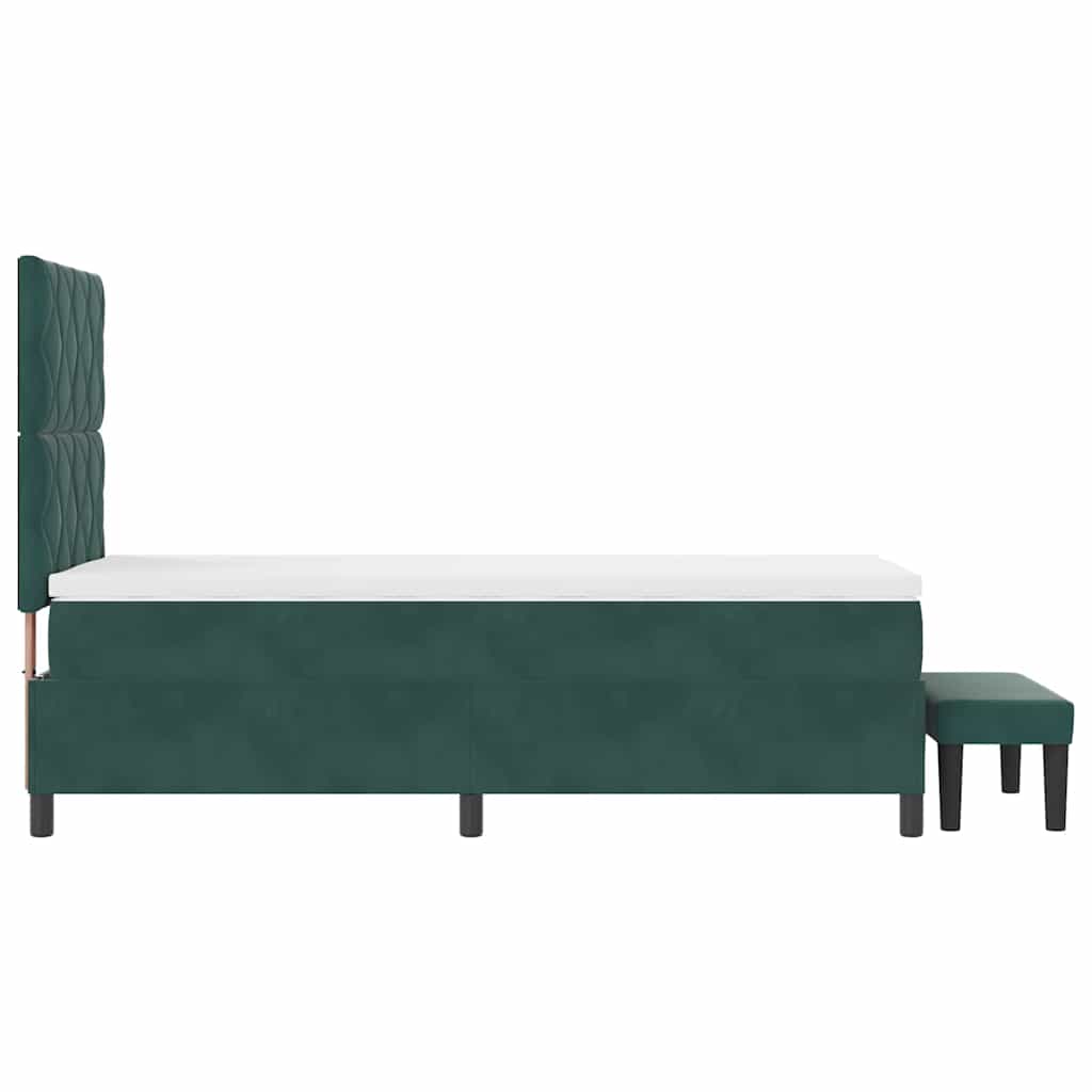 Box spring seng med hovedgærde Mørkegrøn 200 x 90 cm Fløjl