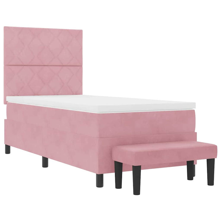 Box spring seng med hovedgærde Lyserød 200 x 90 cm Fløjl