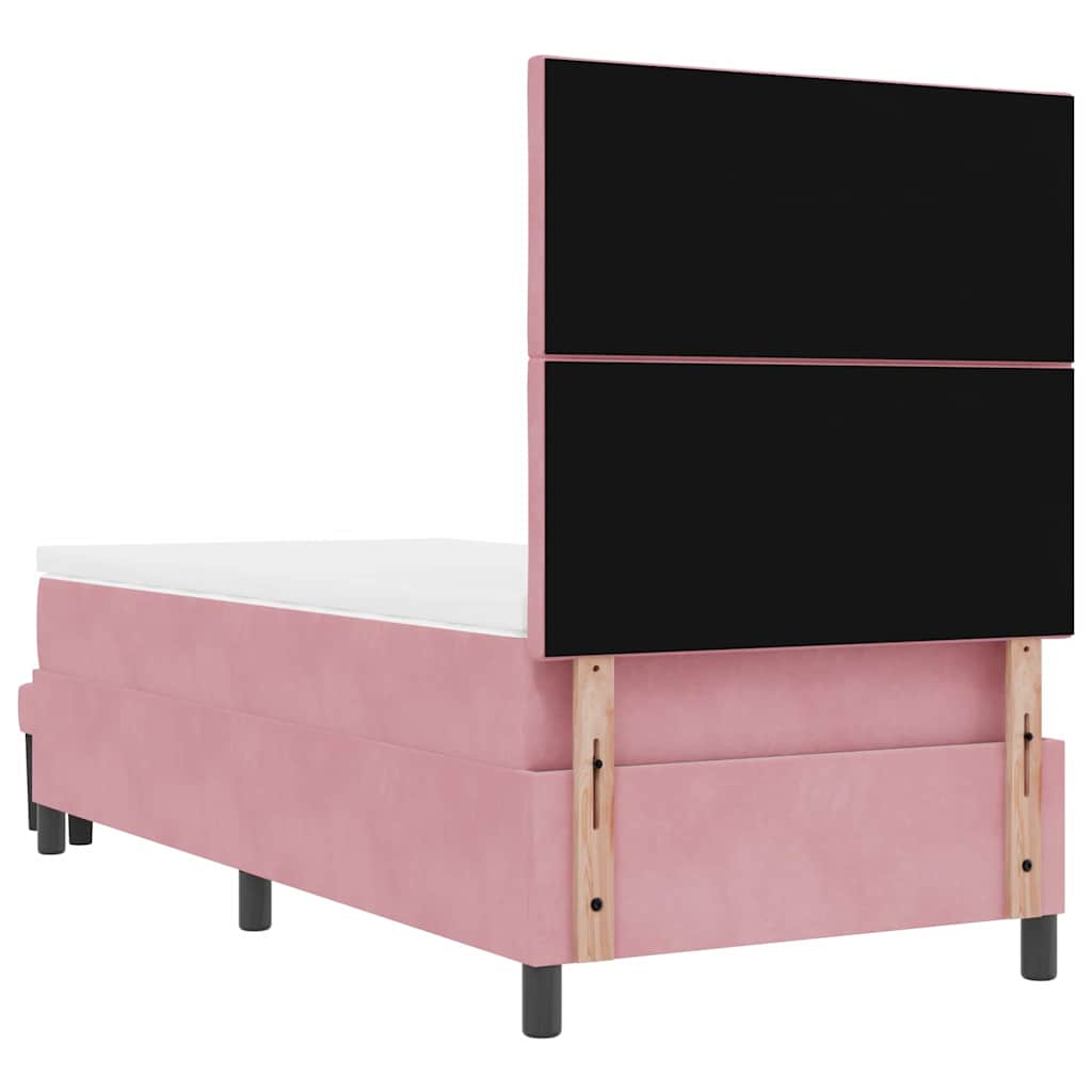 Box spring seng med hovedgærde Lyserød 200 x 90 cm Fløjl