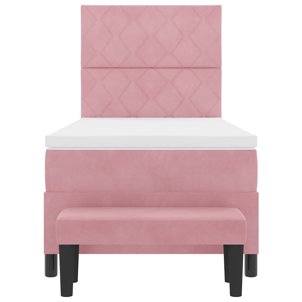 Box spring seng med hovedgærde Lyserød 200 x 90 cm Fløjl