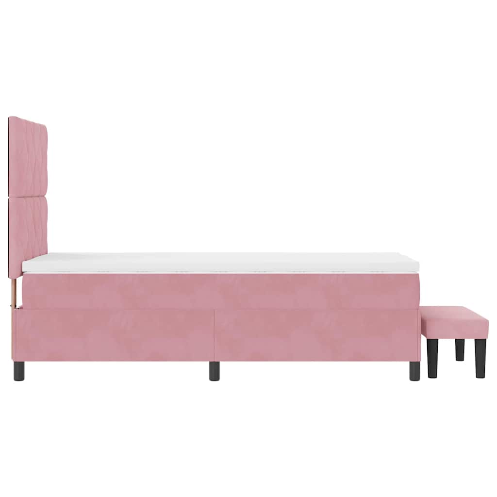 Box spring seng med hovedgærde Lyserød 200 x 90 cm Fløjl