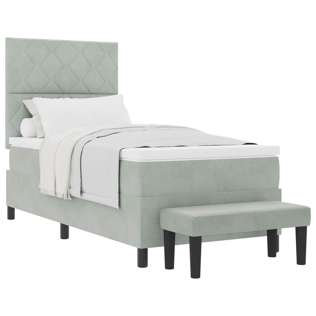 Box spring seng med hovedgærde Lysegrå 200 x 100 cm Fløjl