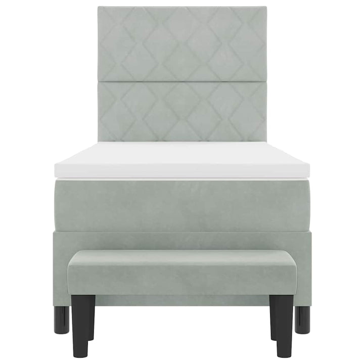 Box spring seng med hovedgærde Lysegrå 200 x 100 cm Fløjl