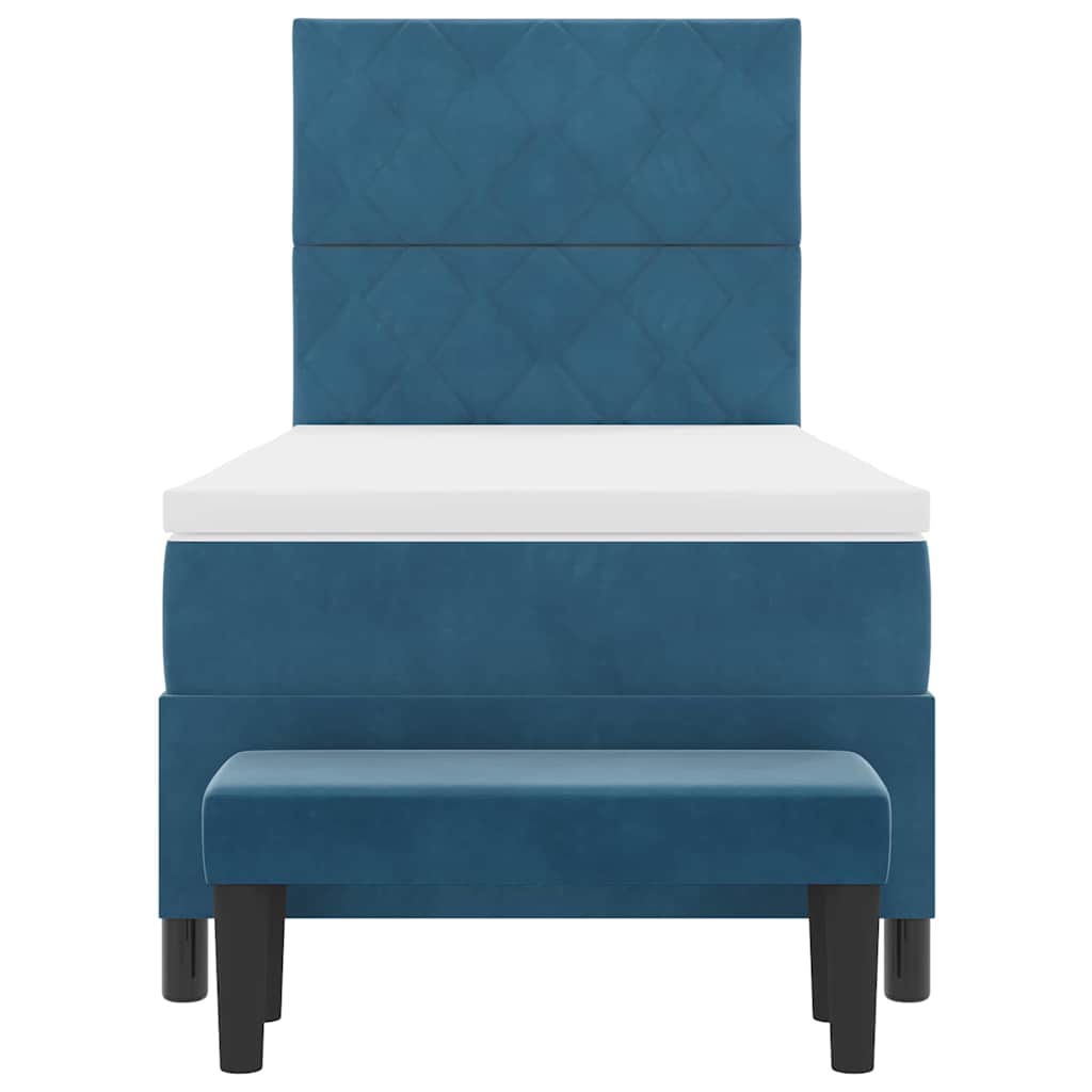 Box spring seng med hovedgærde Mørkeblå 200 x 100 cm Fløjl