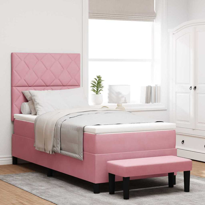 Box spring seng med pude Lyserød 200 x 100 cm Fløjl