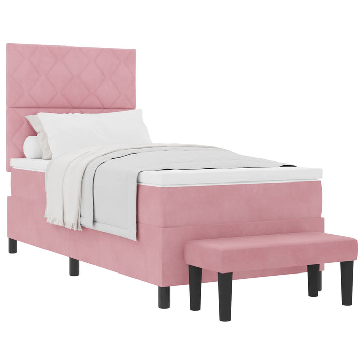 Box spring seng med pude Lyserød 200 x 100 cm Fløjl