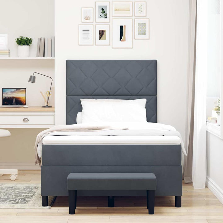 Box spring seng med hovedgærde Mørkegrå 190 x 120 cm Fløjl