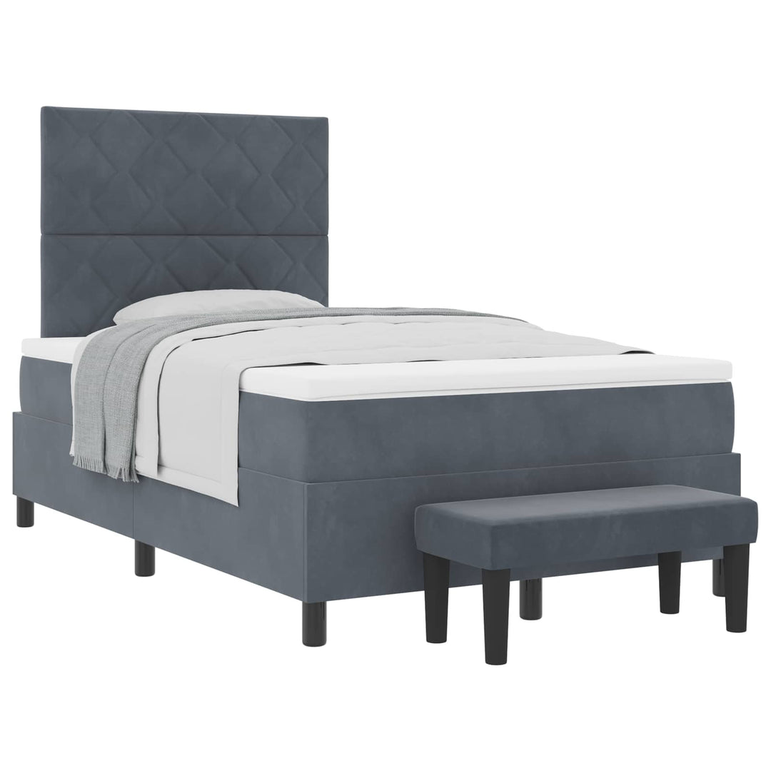 Box spring seng med hovedgærde Mørkegrå 190 x 120 cm Fløjl