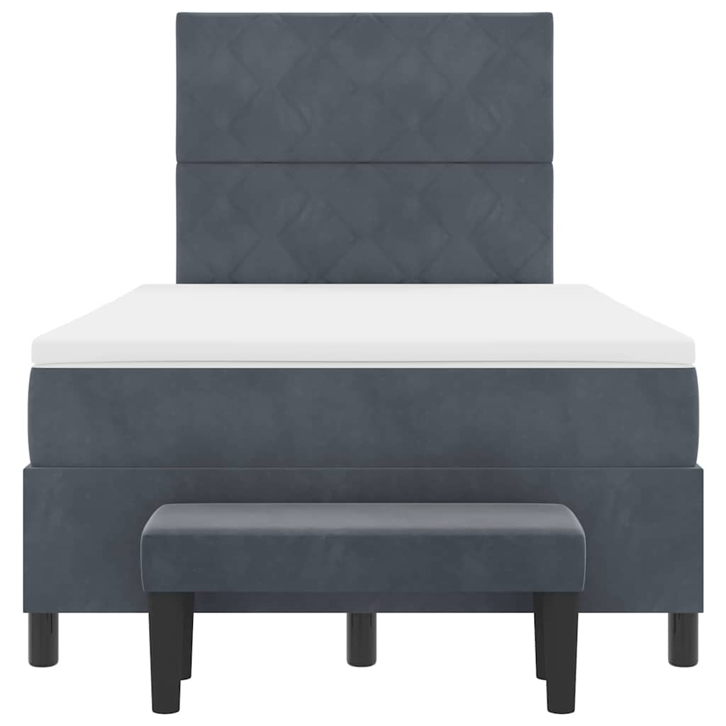 Box spring seng med hovedgærde Mørkegrå 190 x 120 cm Fløjl