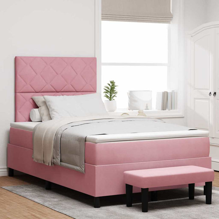 Box spring seng med hovedgærde Lyserød 190 x 120 cm Fløjl