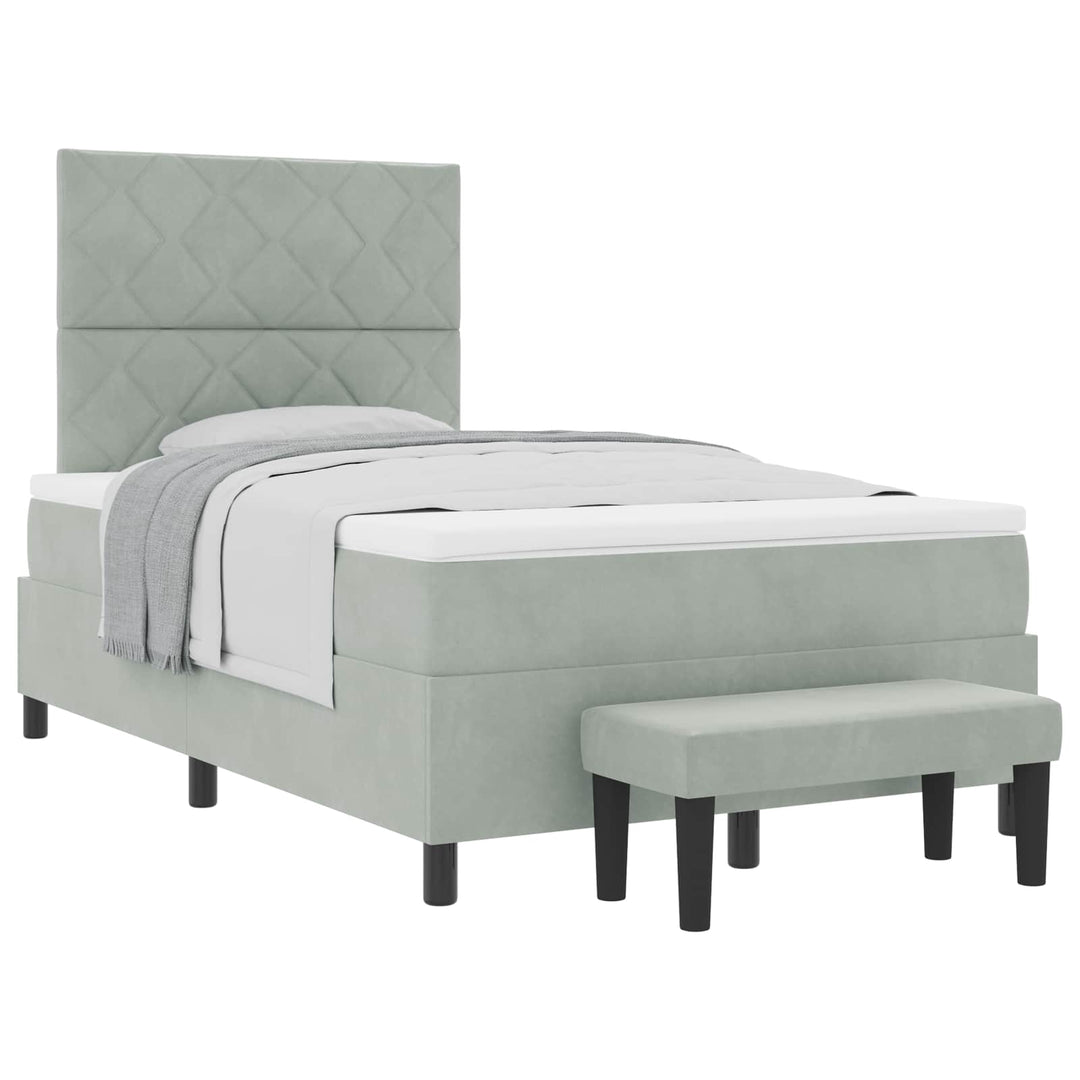 Box spring seng med pude Lysegrå 200 x 120 cm Fløjl