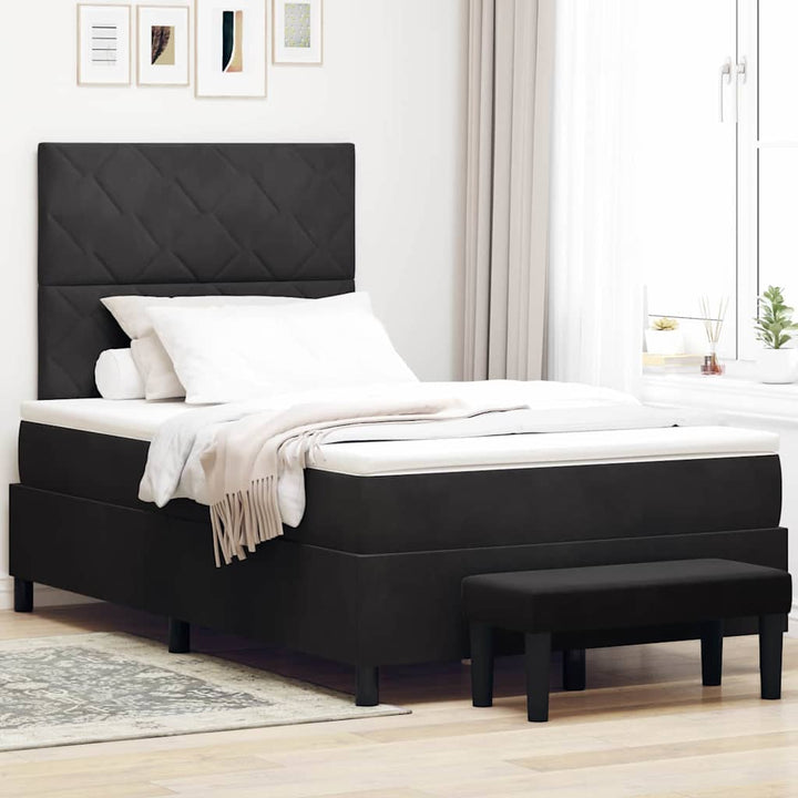 Box spring seng med hovedgærde Sort 200 x 120 cm Fløjl