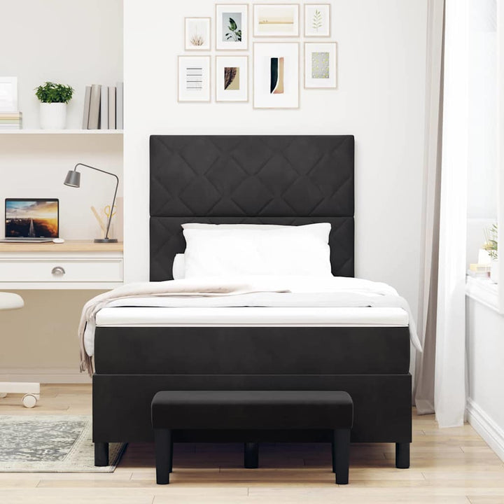 Box spring seng med hovedgærde Sort 200 x 120 cm Fløjl