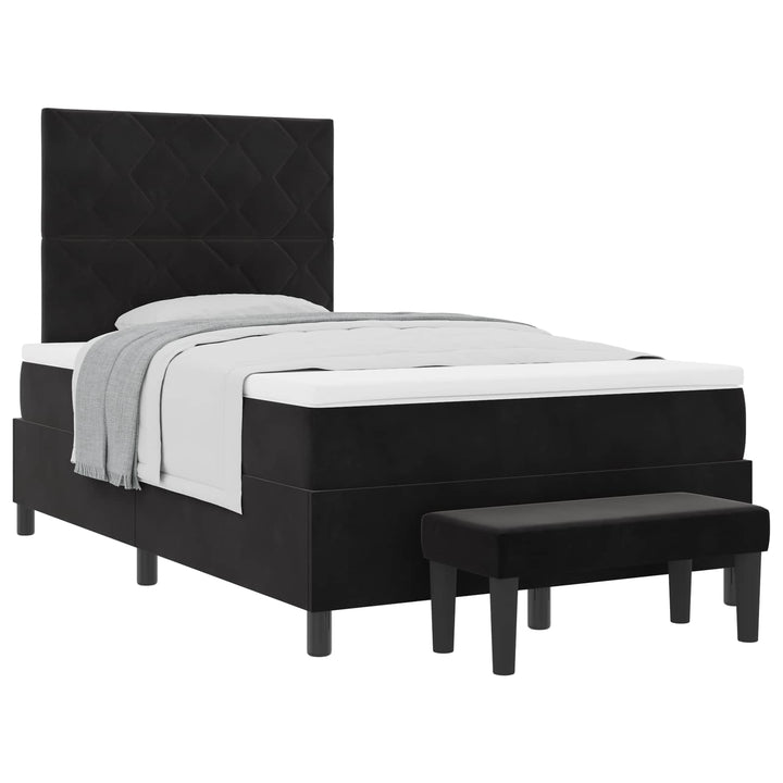 Box spring seng med hovedgærde Sort 200 x 120 cm Fløjl