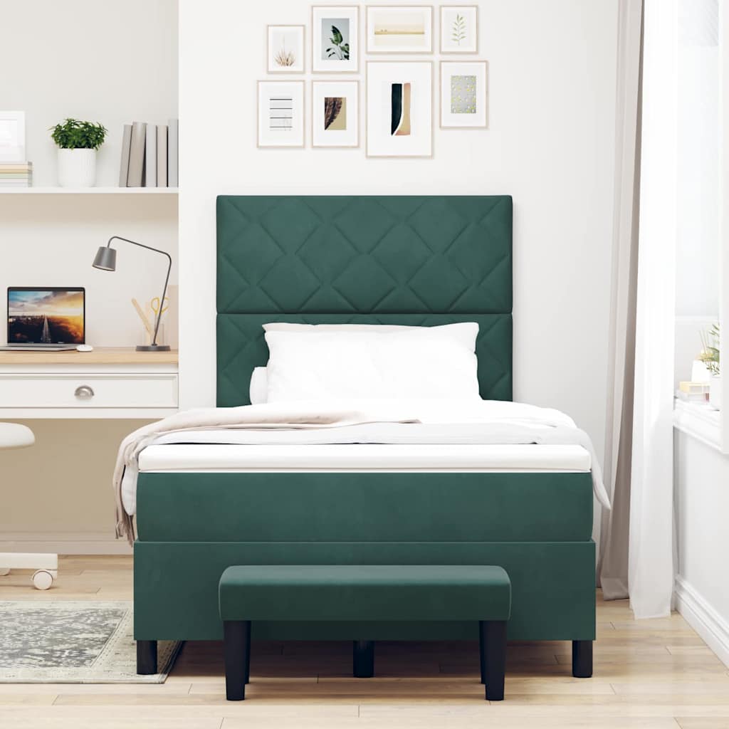 Box spring seng med pude Mørkegrøn 200 x 120 cm Fløjl
