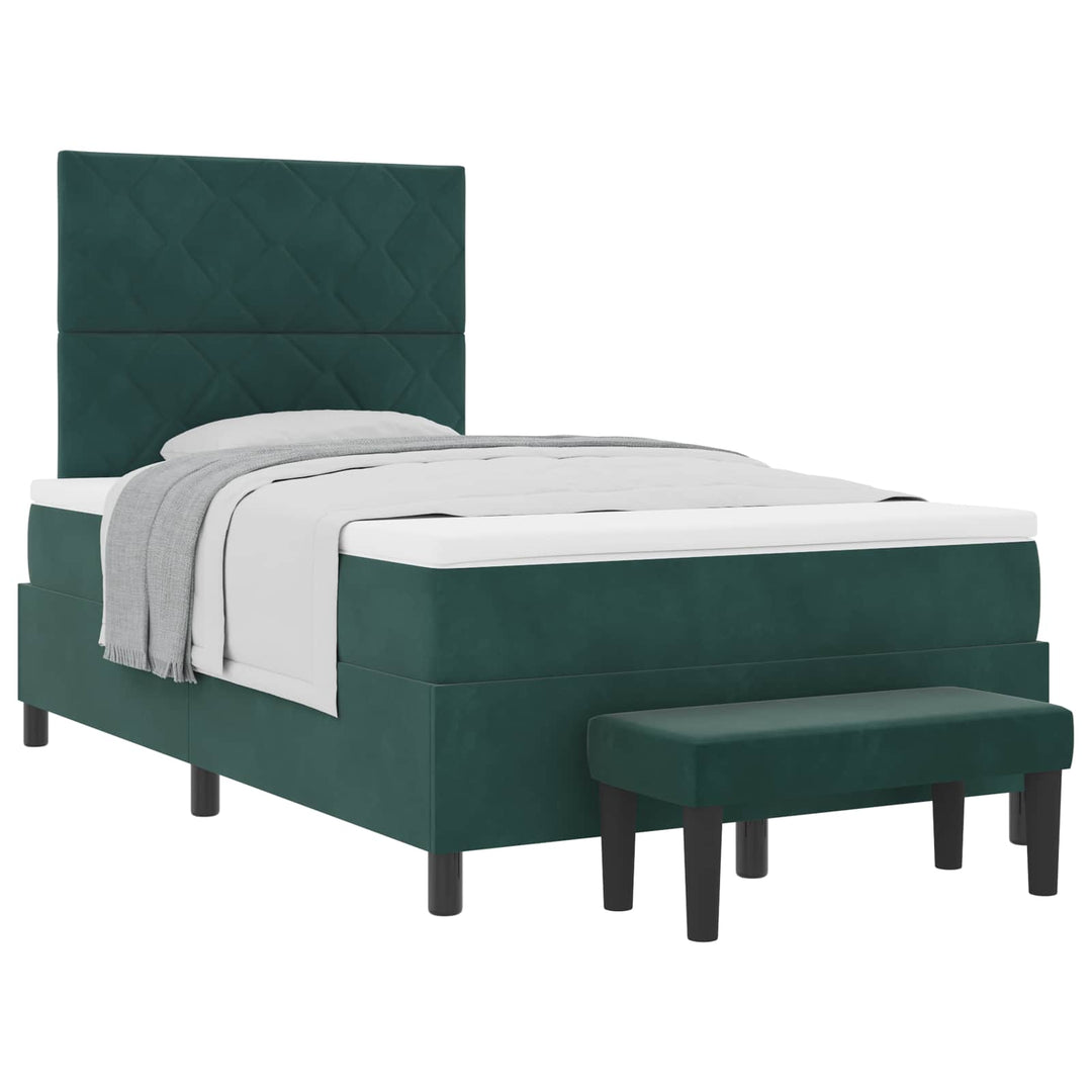 Box spring seng med pude Mørkegrøn 200 x 120 cm Fløjl