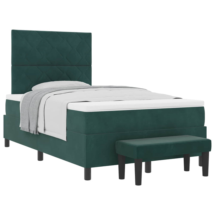 Box spring seng med pude Mørkegrøn 200 x 120 cm Fløjl