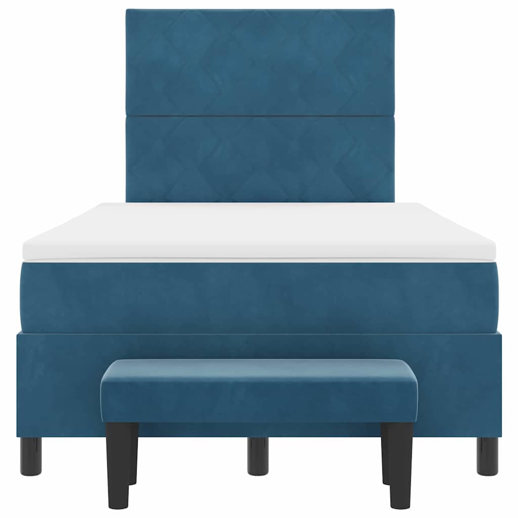 Box spring seng med hovedgærde Mørkeblå 200 x 120 cm Fløjl